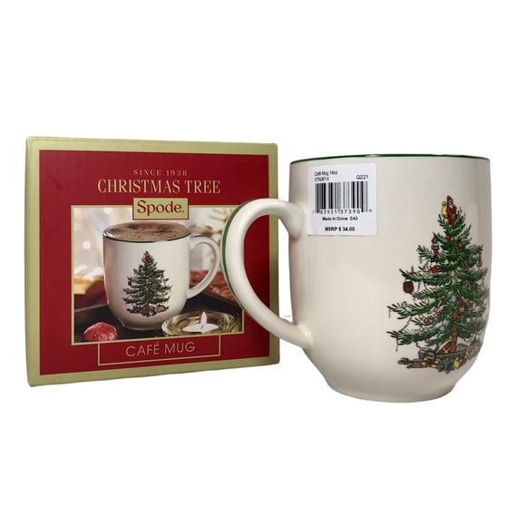 SPODE Christmas Tree Cafe Mug ~ New In Box Cocoa Coffee Tea Mug 14 Oz. - Picture 2 of 13